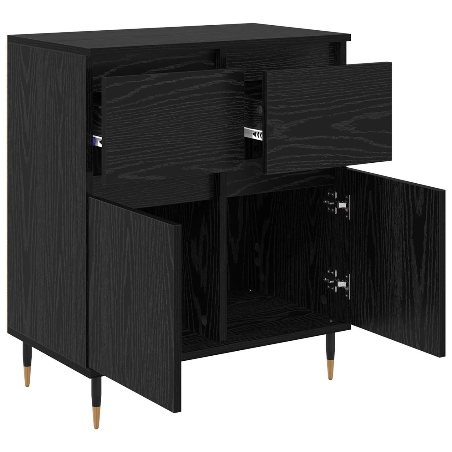 vidaXL Πλαϊνό γραφείο με συρτάρι Μαύρη Οξυά 60 x 35 x 70 cm