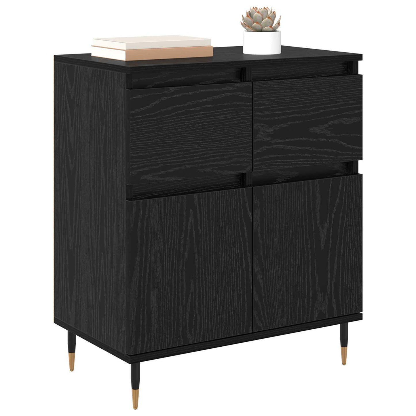 vidaXL Πλαϊνό γραφείο με συρτάρι Μαύρη Οξυά 60 x 35 x 70 cm