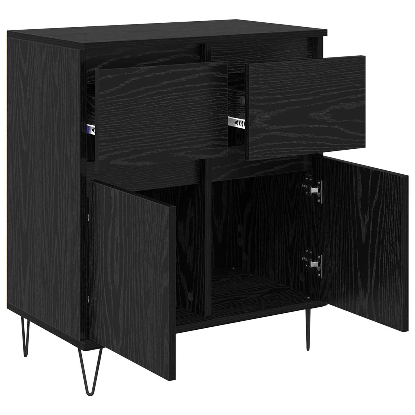 vidaXL Πλαϊνό γραφείο με συρτάρι Μαύρη Οξυά 60 x 35 x 70 cm