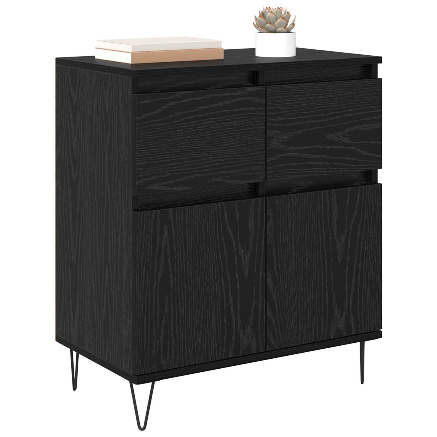 vidaXL Πλαϊνό γραφείο με συρτάρι Μαύρη Οξυά 60 x 35 x 70 cm