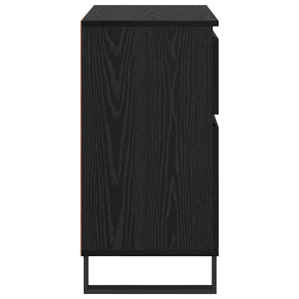 vidaXL Πλαϊνό γραφείο με συρτάρι Μαύρη Οξυά 60 x 35 x 70 cm