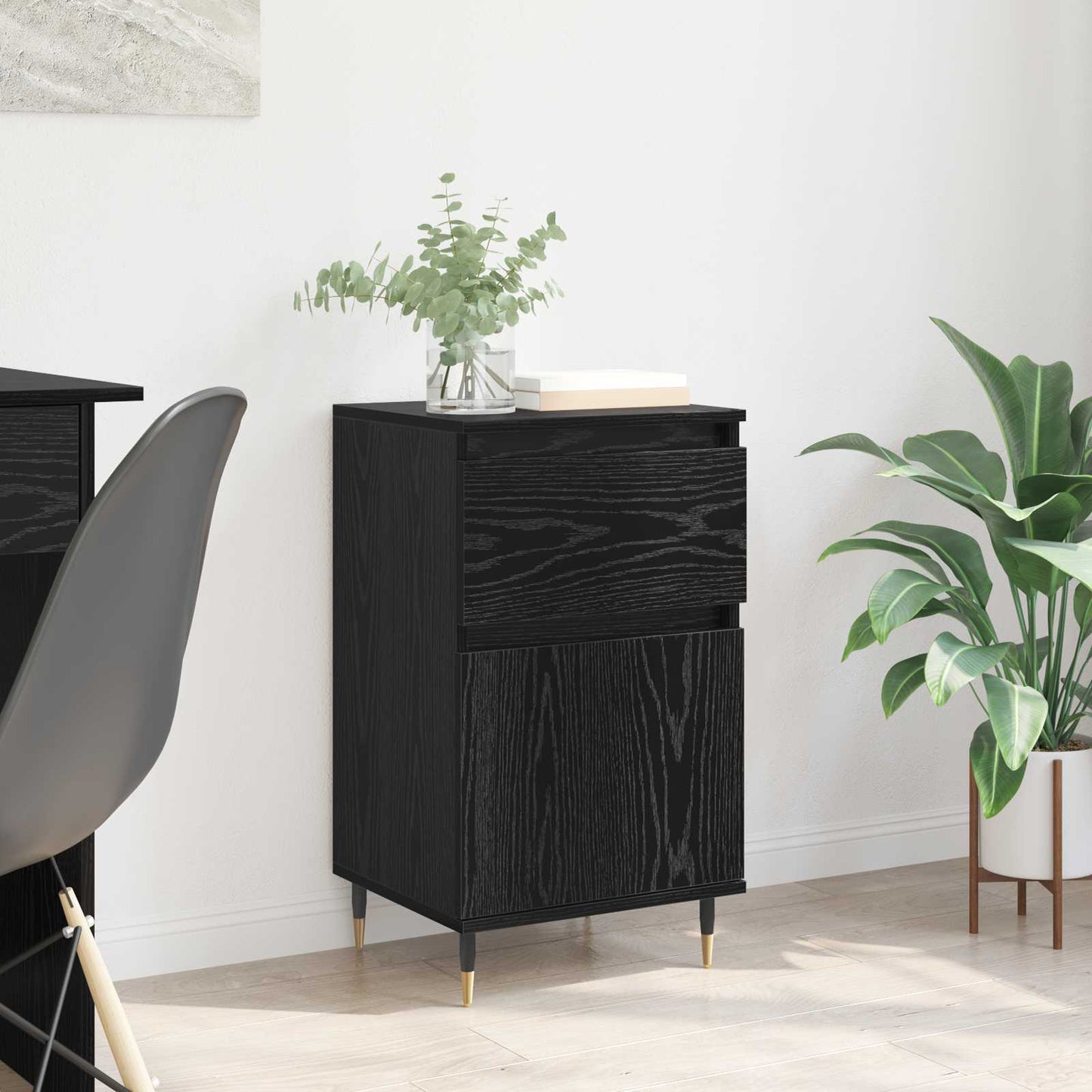 vidaXL Πλαϊνό γραφείο με συρτάρι Μαύρη Οξυά 40 x 35 x 70 εκ.