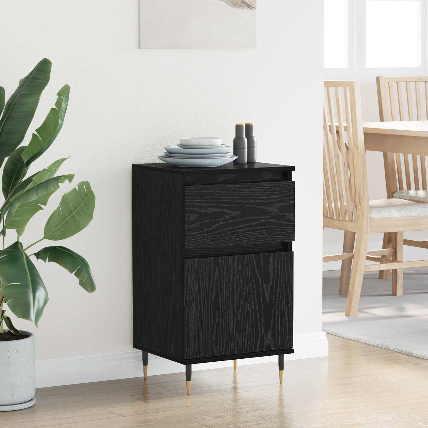 vidaXL Πλαϊνό γραφείο με συρτάρι Μαύρη Οξυά 40 x 35 x 70 εκ.