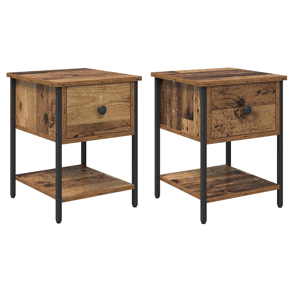 vidaXL Κομοδίνο 2 pcs Παλιό ξύλο 34 x 35,5 x 45 εκ Επεξεργασμένο ξύλο