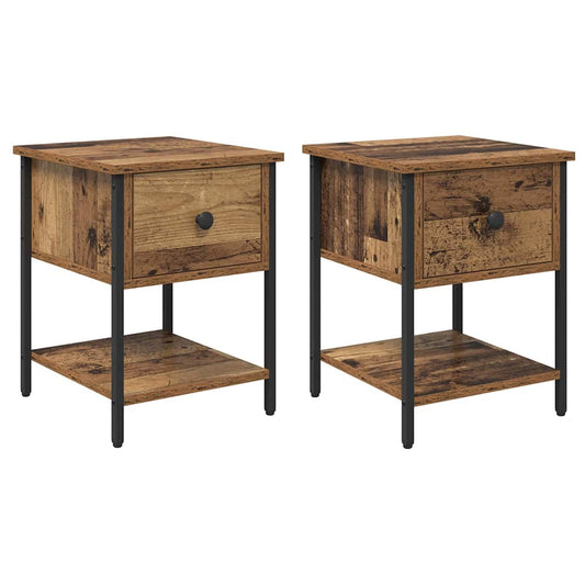 vidaXL Κομοδίνο 2 pcs Παλιό ξύλο 34 x 35,5 x 45 εκ Επεξεργασμένο ξύλο