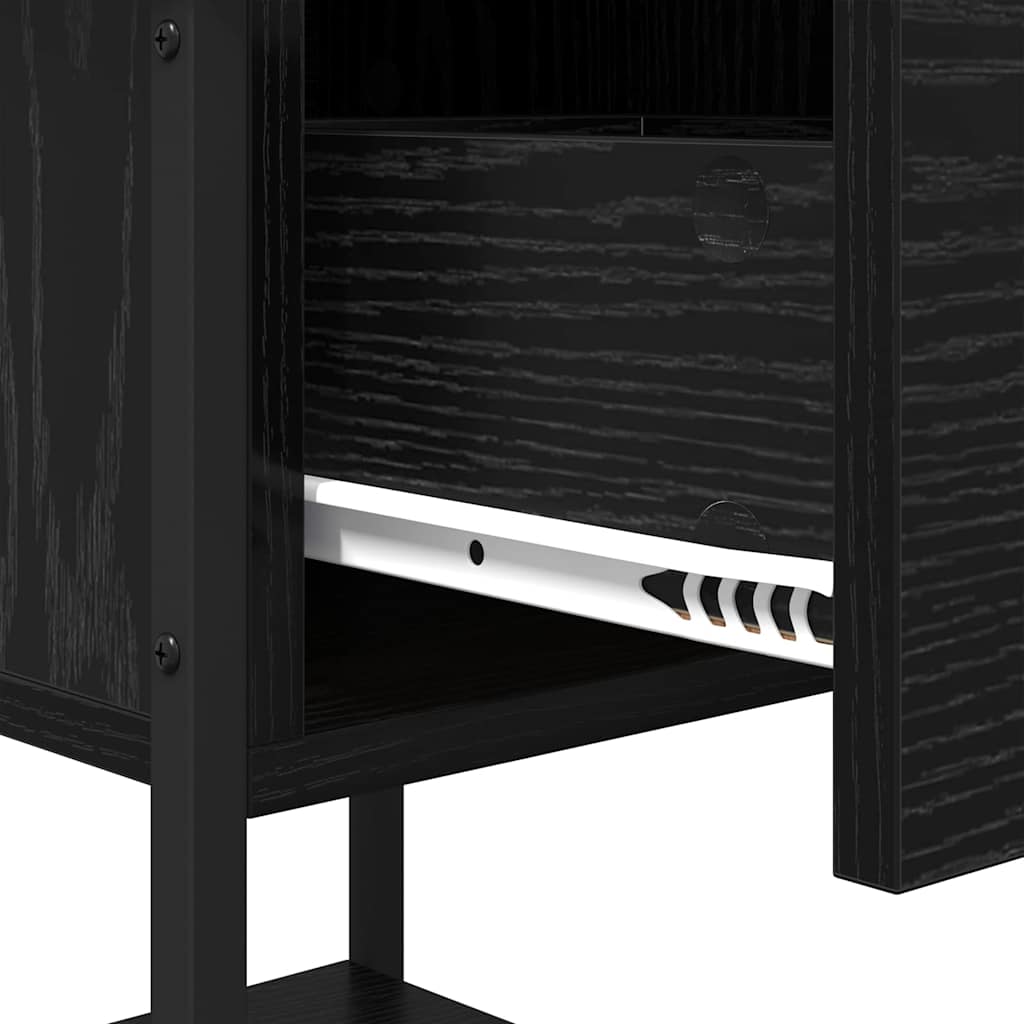 vidaXL Κομοδίνο 2 pcs Μαύρη Οξυά 34 x 35,5 x 45 εκ Επεξεργασμένο ξύλο