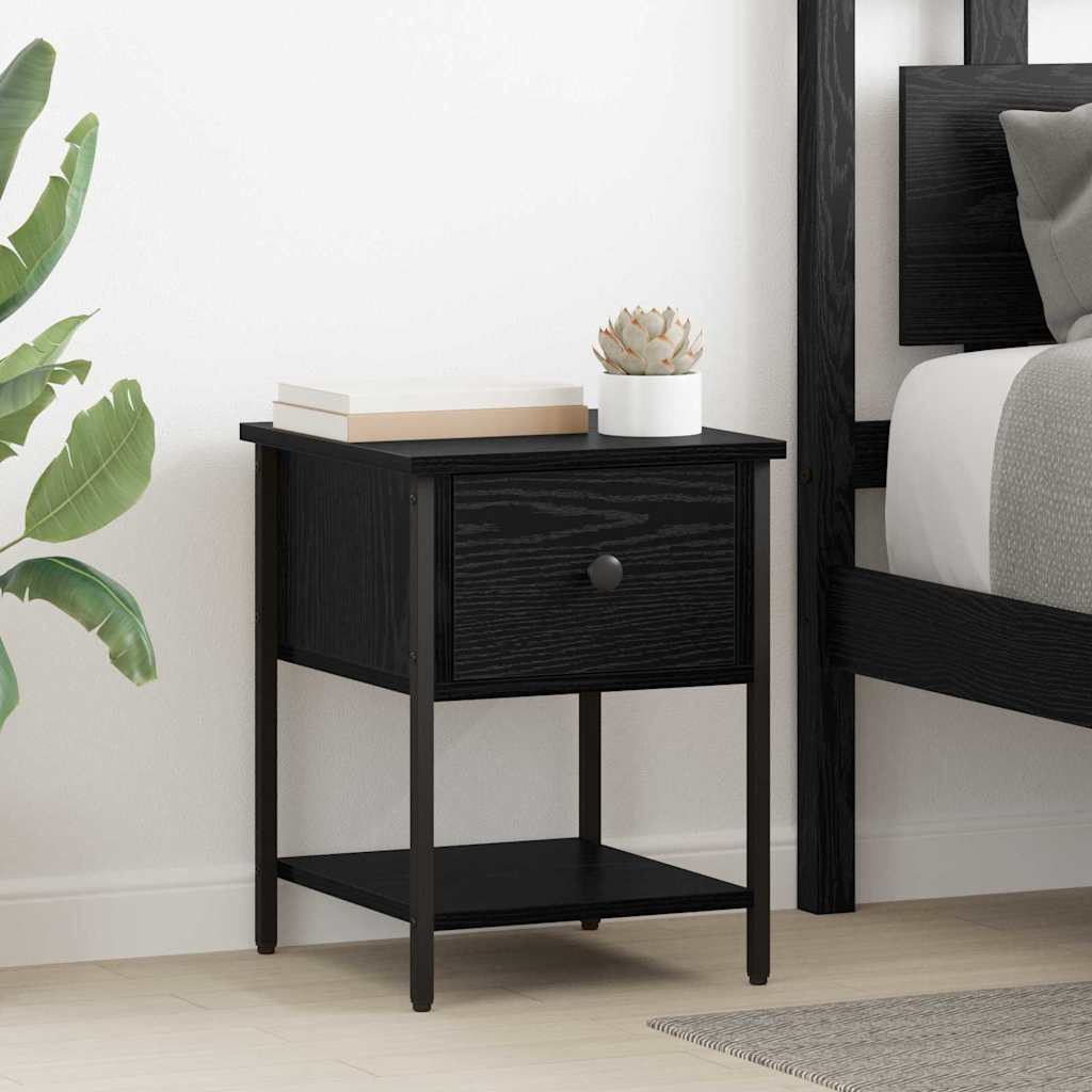 vidaXL Κομοδίνο 2 pcs Μαύρη Οξυά 34 x 35,5 x 45 εκ Επεξεργασμένο ξύλο