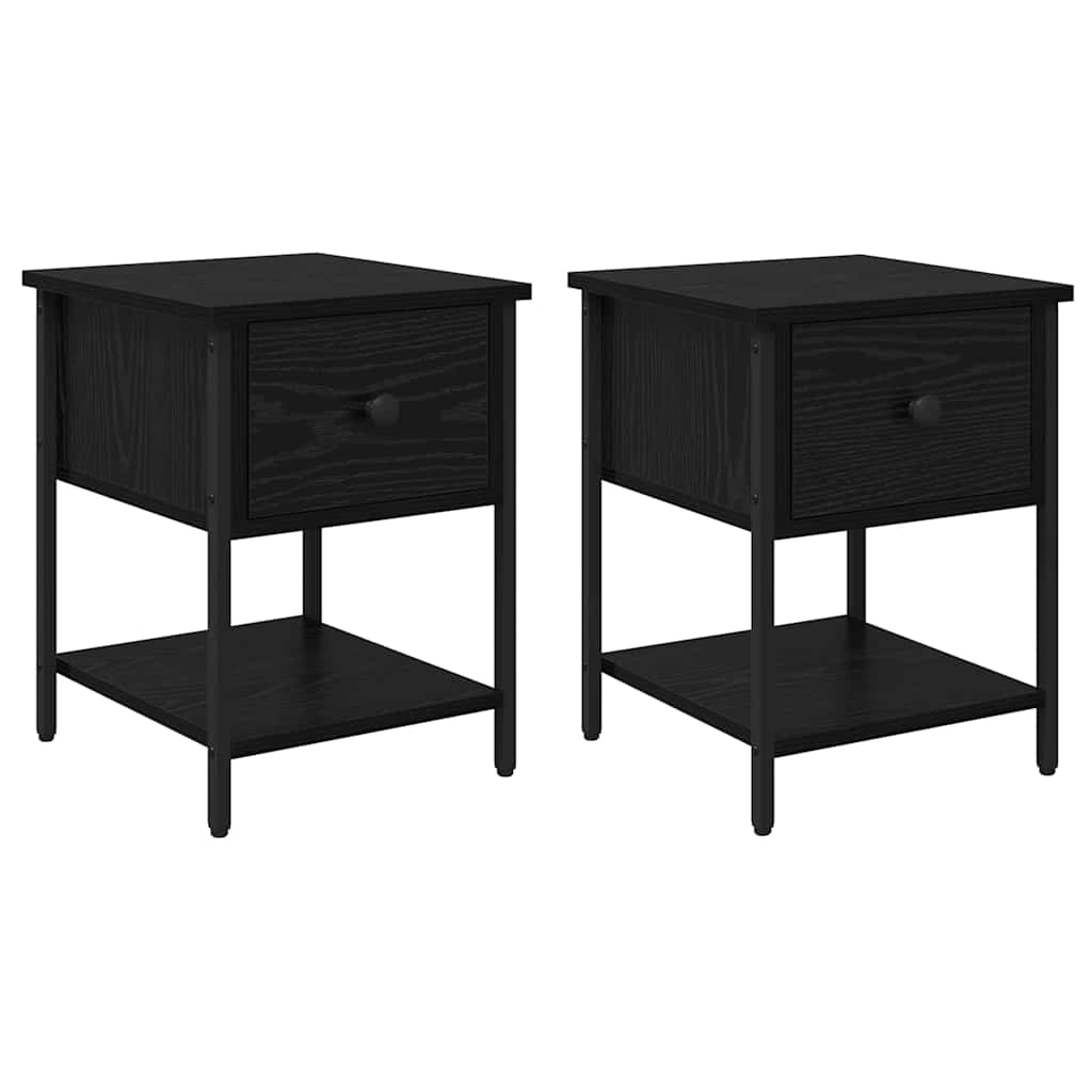 vidaXL Κομοδίνο 2 pcs Μαύρη Οξυά 34 x 35,5 x 45 εκ Επεξεργασμένο ξύλο