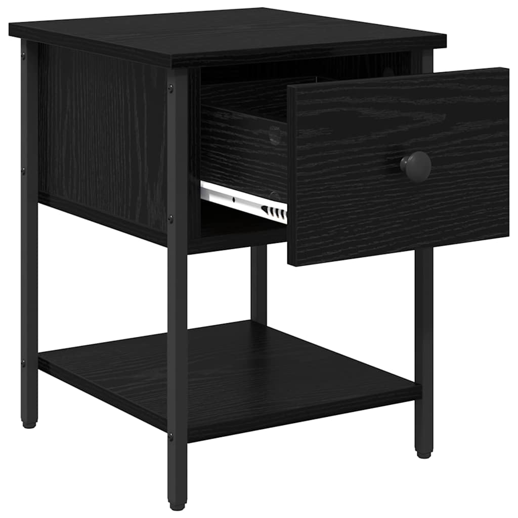 vidaXL Κομοδίνο 2 pcs Μαύρη Οξυά 34 x 35,5 x 45 εκ Επεξεργασμένο ξύλο