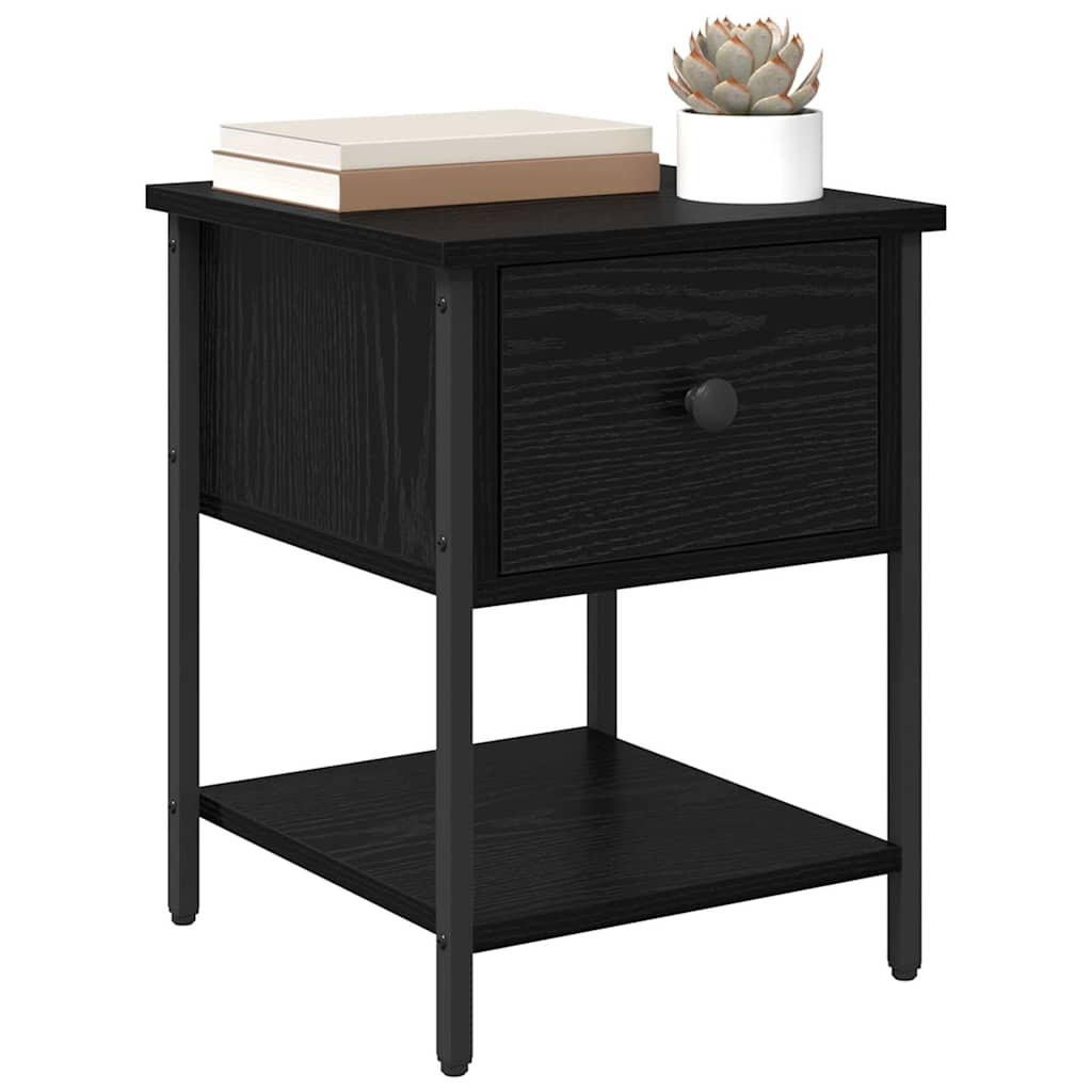 vidaXL Κομοδίνο 2 pcs Μαύρη Οξυά 34 x 35,5 x 45 εκ Επεξεργασμένο ξύλο