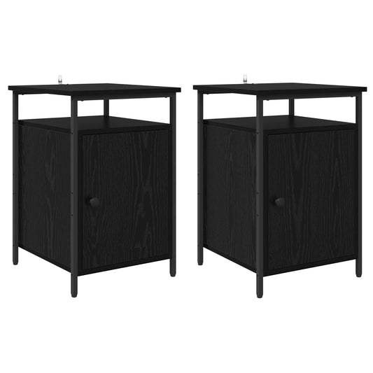 vidaXL Κομοδίνο 2 τμχ. Μαύρη Οξυά 40 x 42 x 60 εκ. Επεξεργασμένο Ξύλο