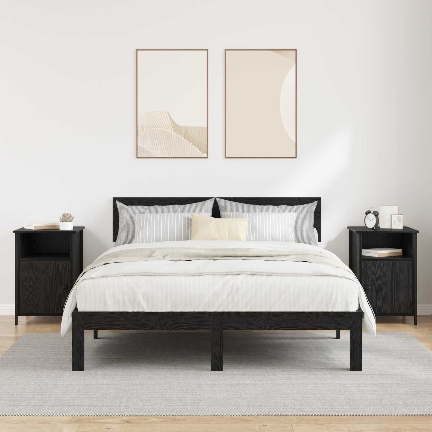 vidaXL Κομοδίνο 2 τμχ. Μαύρη Οξυά 40 x 42 x 60 εκ. Επεξεργασμένο Ξύλο
