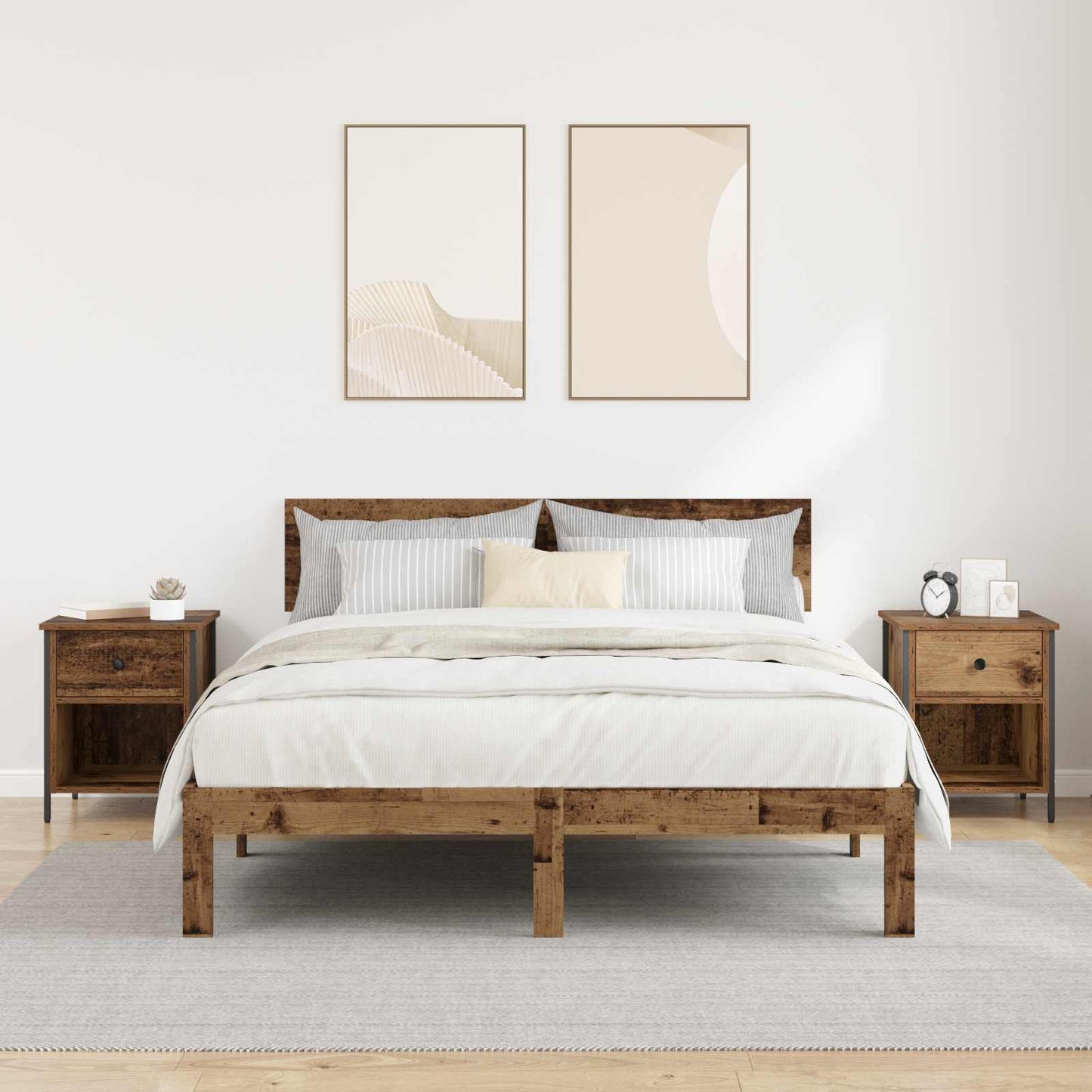 vidaXL Κομοδίνο 2 τμχ. Παλιό ξύλο 40 x 42 x 50 cm Επεξεργασμένο Ξύλο