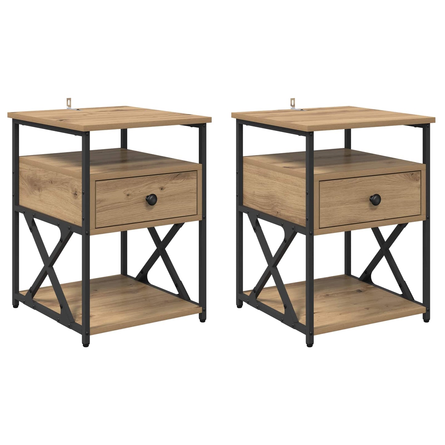 vidaXL Κομοδίνο 2 τεμ. Artisan Oak 40 x 42 x 55 εκ Επεξεργασμένο Ξύλο