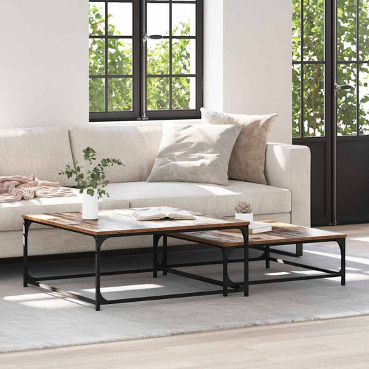 vidaXL Τραπεζάκι σαλονιού 2 pcs Παλιό Ξύλο Επεξεργασμένο ξύλο