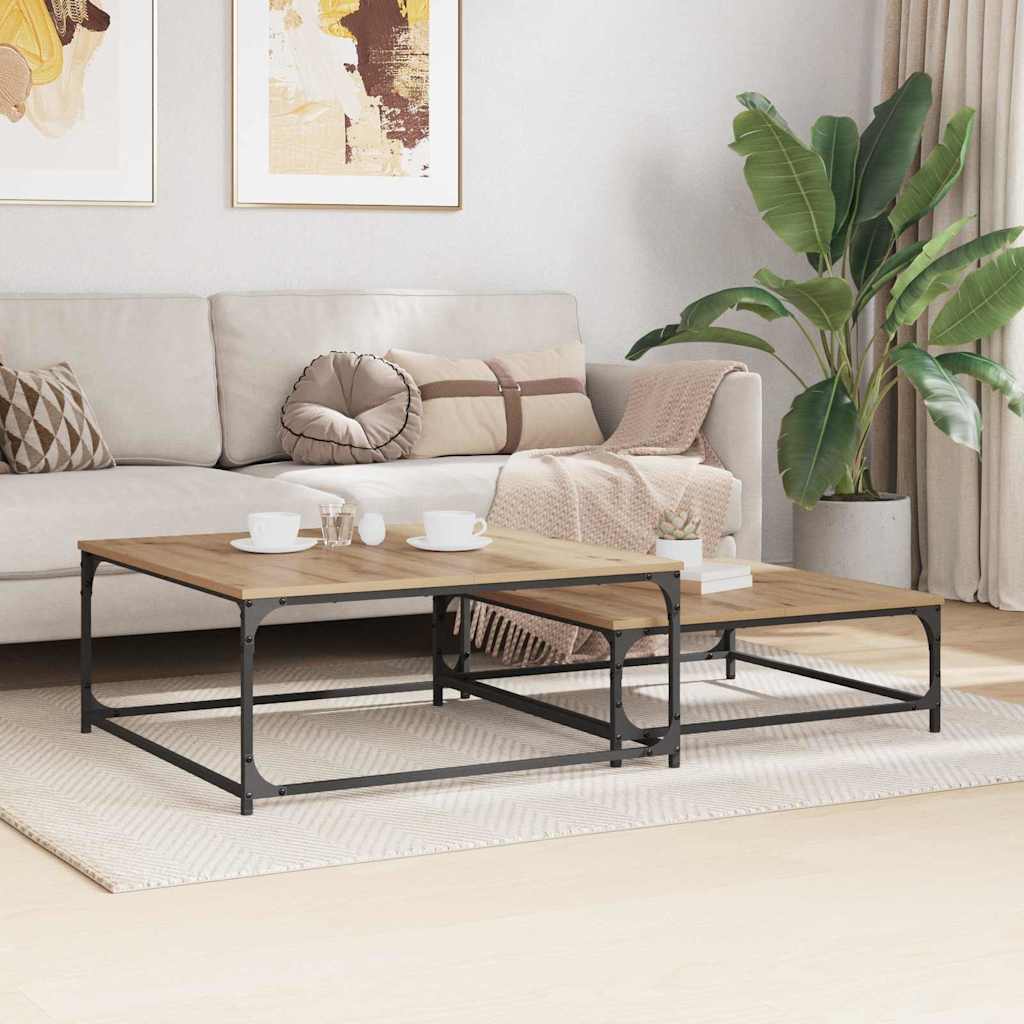 vidaXL Τραπεζάκι σαλονιού 2 pcs Artisan Oak Επεξεργασμένο ξύλο