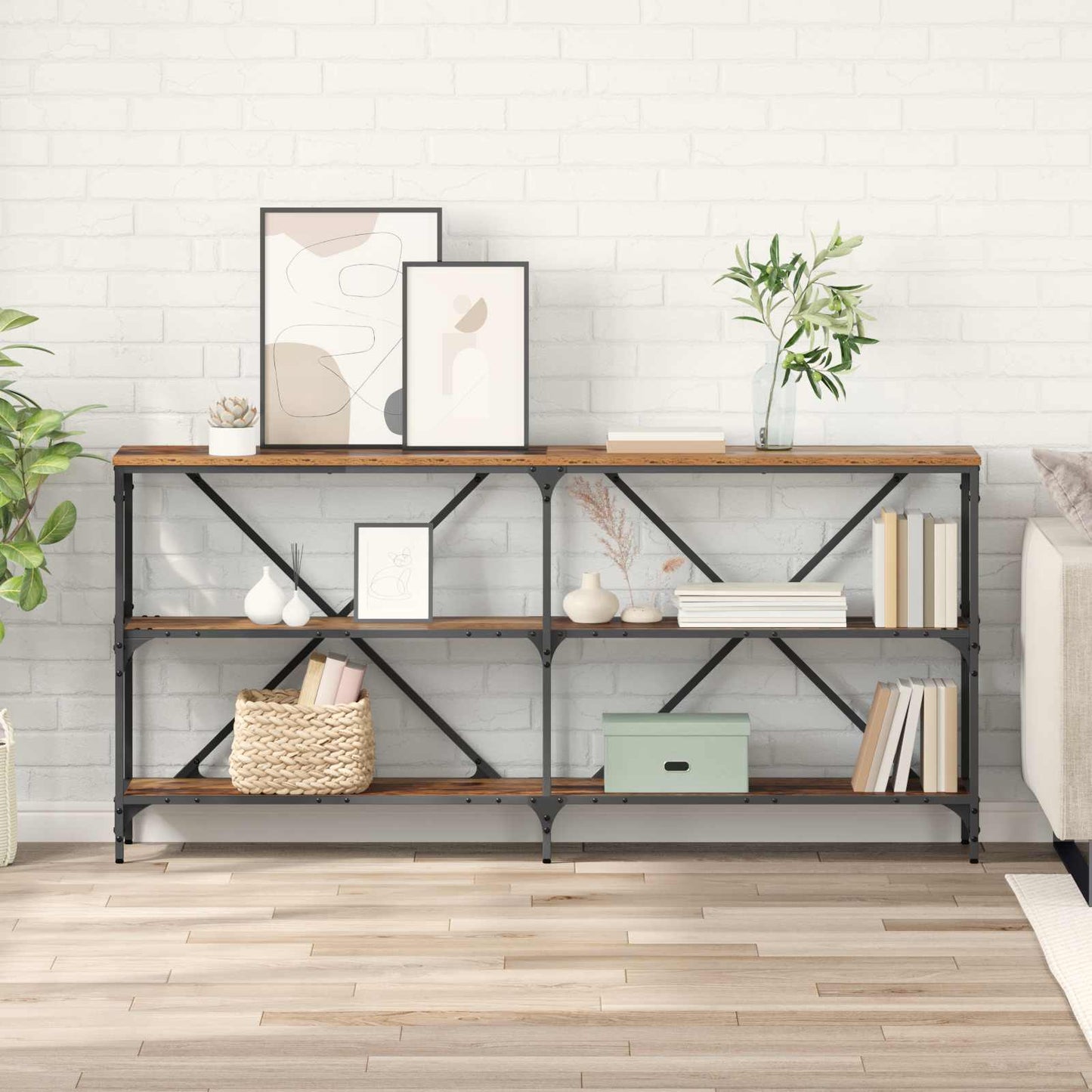 vidaXL Τραπέζι κονσόλας Παλιό Ξύλο 160 x 30 x 75 εκ Επεξεργασμένο ξύλο