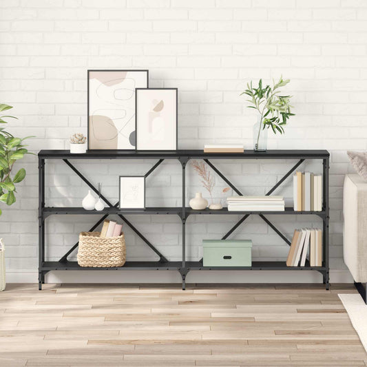 vidaXL Τραπέζι κονσόλας Μαύρη Οξυά 160 x 30 x 75 εκ Επεξεργασμένο ξύλο