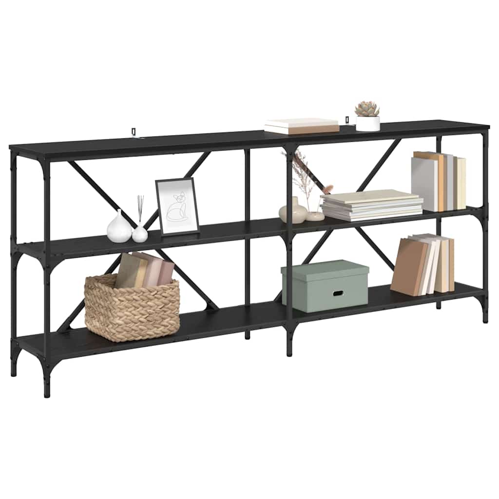 vidaXL Τραπέζι κονσόλας Μαύρη Οξυά 180 x 30 x 75 εκ Επεξεργασμένο ξύλο