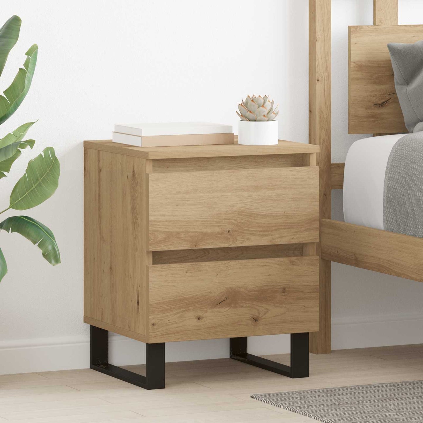 vidaXL Κομοδίνο Artisan Oak 40 x 35 x 50 εκ. Επεξεργασμένο Ξύλο