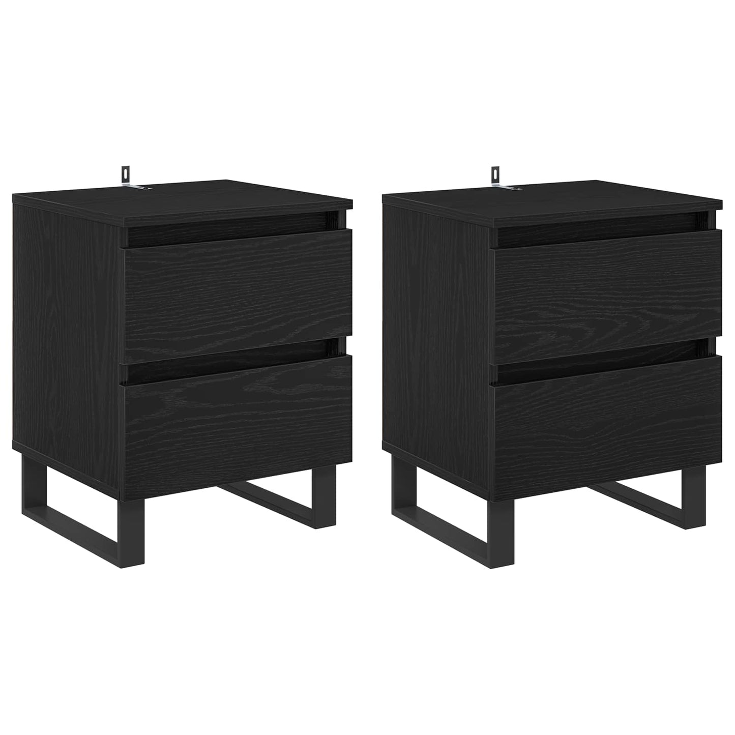 vidaXL Κομοδίνο 2 τμχ. Μαύρη Οξυά 40 x 35 x 50 εκ. Επεξεργασμένο Ξύλο