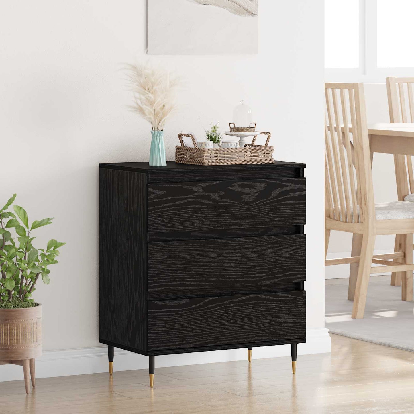 vidaXL Πλαϊνό γραφείο Μαύρη Οξυά 60 x 35 x 70 cm Επεξεργασμένο ξύλο