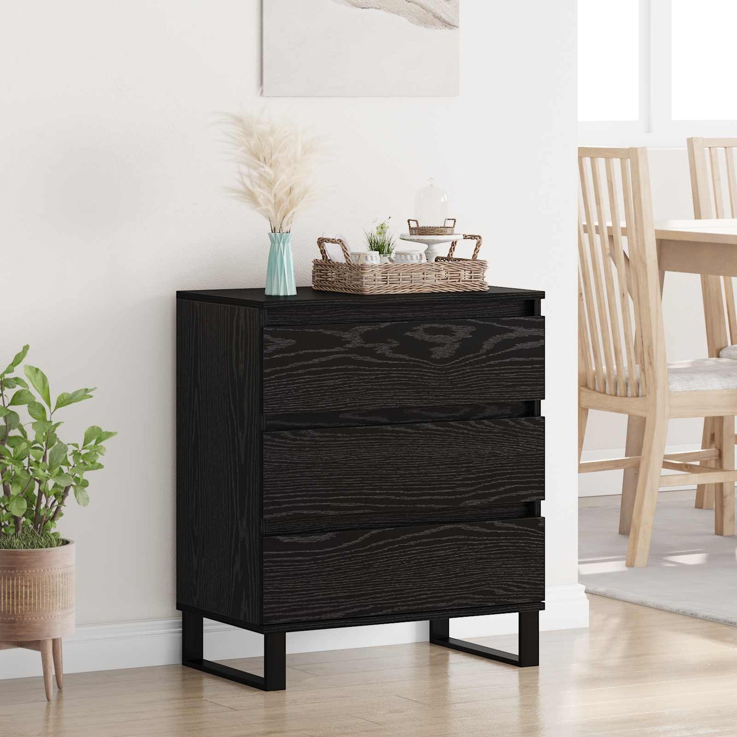 vidaXL Πλαϊνό γραφείο Μαύρη Οξυά 60 x 35 x 70 cm Επεξεργασμένο ξύλο