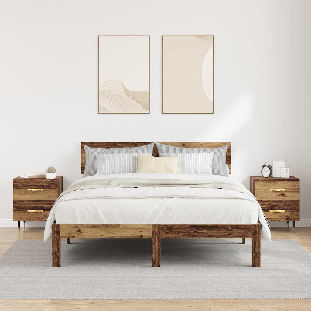 vidaXL Κομοδίνο 2 pcs Παλιό ξύλο 40 x 35 x 47,5 εκ Επεξεργασμένο ξύλο