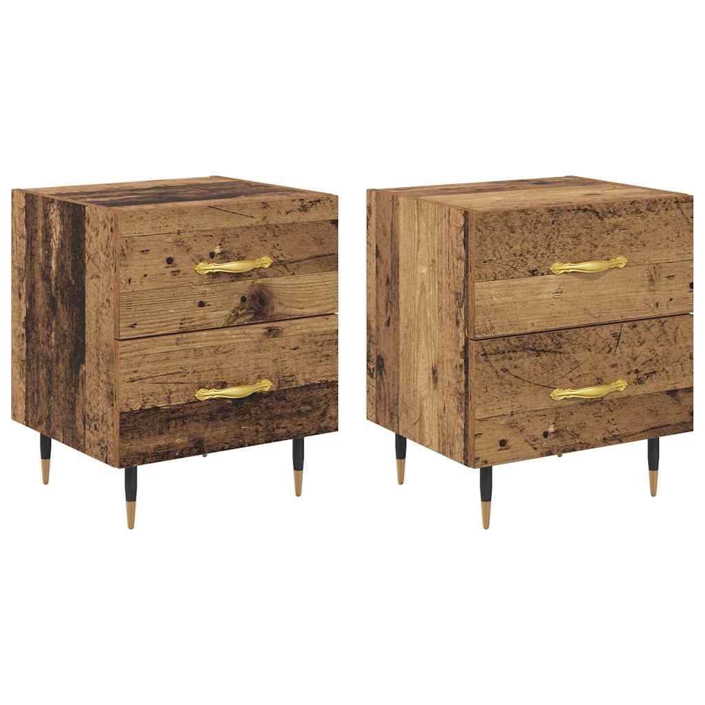 vidaXL Κομοδίνο 2 pcs Παλιό ξύλο 40 x 35 x 47,5 εκ Επεξεργασμένο ξύλο