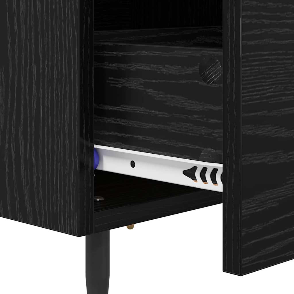 vidaXL Κομοδίνο 2 pcs Μαύρη Οξυά 40 x 35 x 47,5 εκ Επεξεργασμένο ξύλο