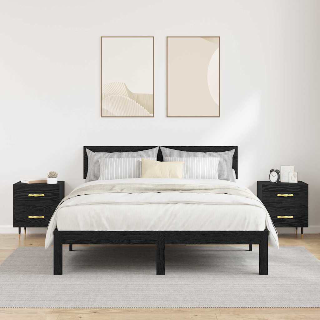 vidaXL Κομοδίνο 2 pcs Μαύρη Οξυά 40 x 35 x 47,5 εκ Επεξεργασμένο ξύλο