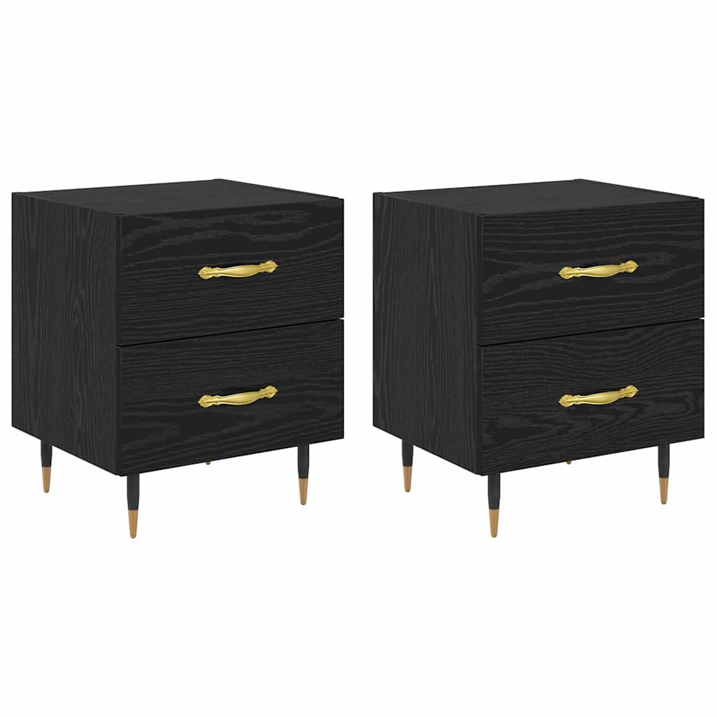 vidaXL Κομοδίνο 2 pcs Μαύρη Οξυά 40 x 35 x 47,5 εκ Επεξεργασμένο ξύλο