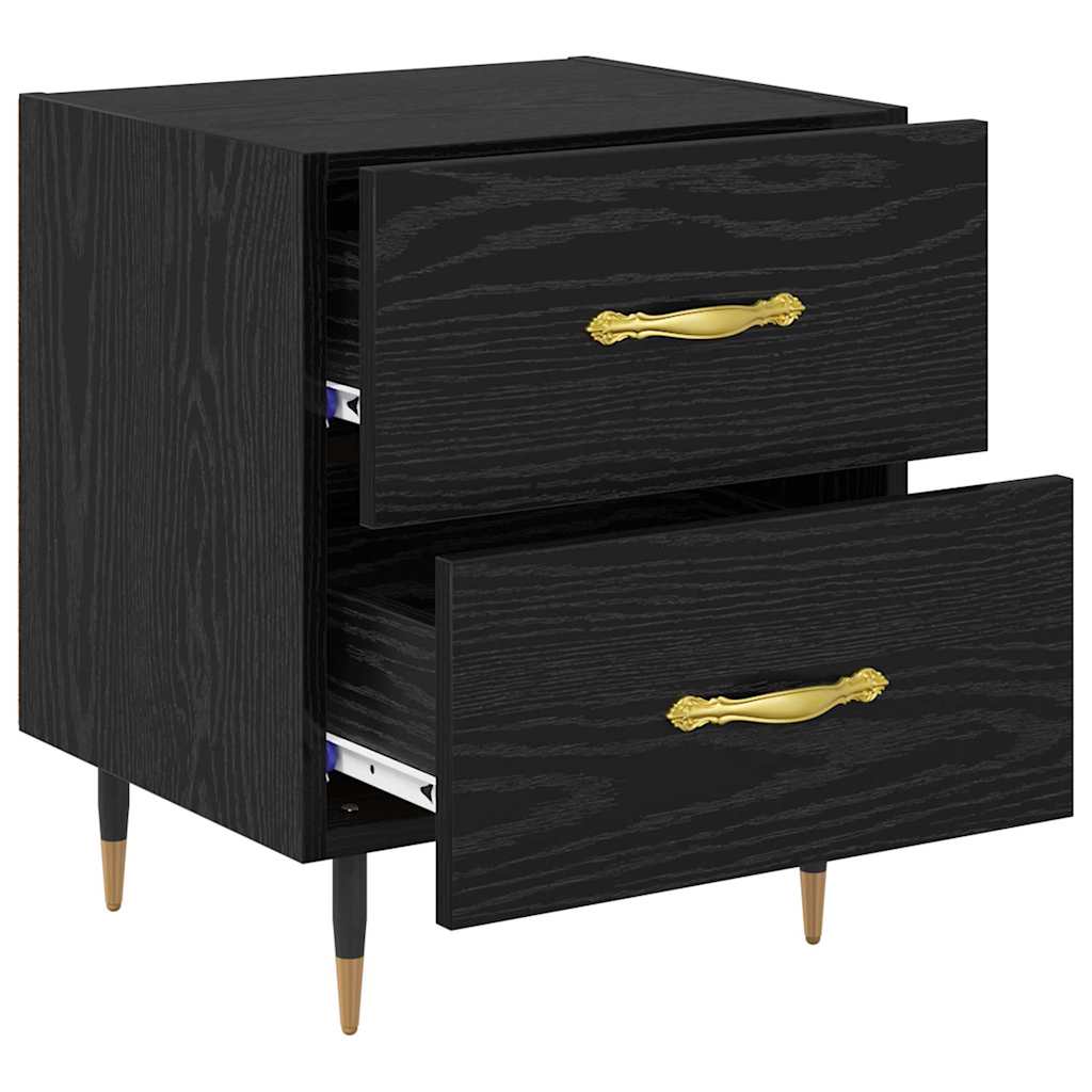 vidaXL Κομοδίνο 2 pcs Μαύρη Οξυά 40 x 35 x 47,5 εκ Επεξεργασμένο ξύλο