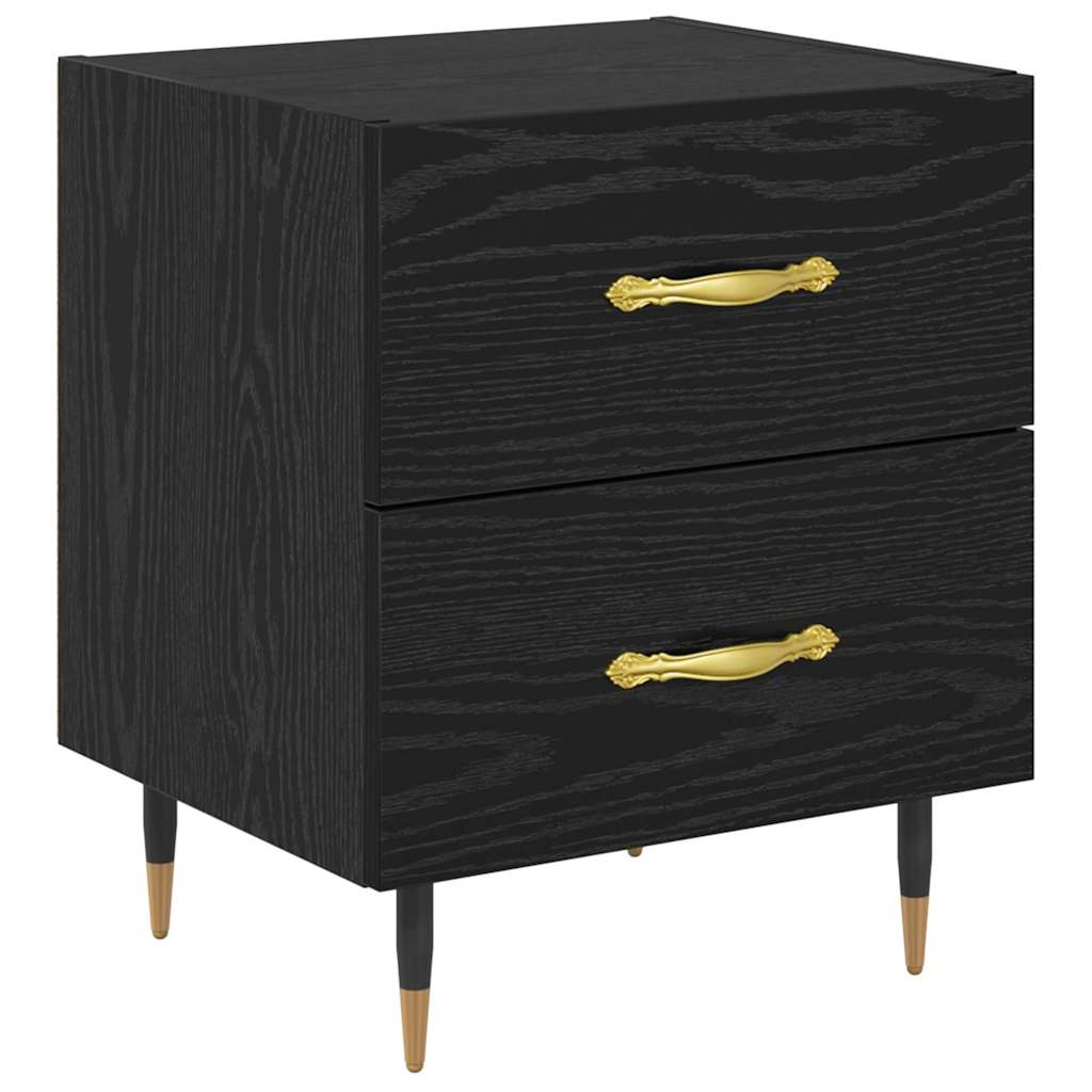 vidaXL Κομοδίνο 2 pcs Μαύρη Οξυά 40 x 35 x 47,5 εκ Επεξεργασμένο ξύλο