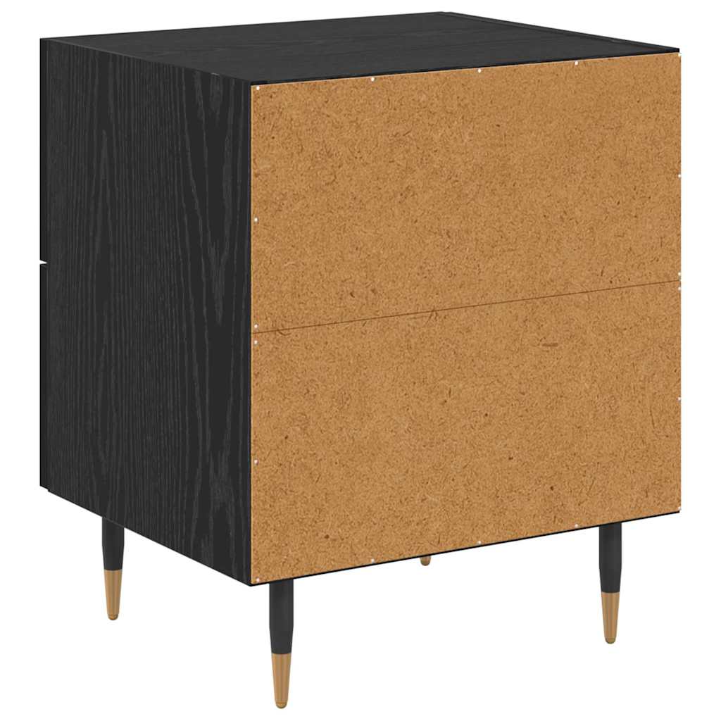 vidaXL Κομοδίνο 2 pcs Μαύρη Οξυά 40 x 35 x 47,5 εκ Επεξεργασμένο ξύλο