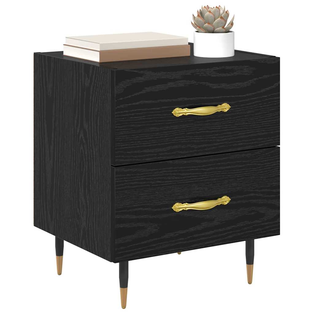 vidaXL Κομοδίνο 2 pcs Μαύρη Οξυά 40 x 35 x 47,5 εκ Επεξεργασμένο ξύλο