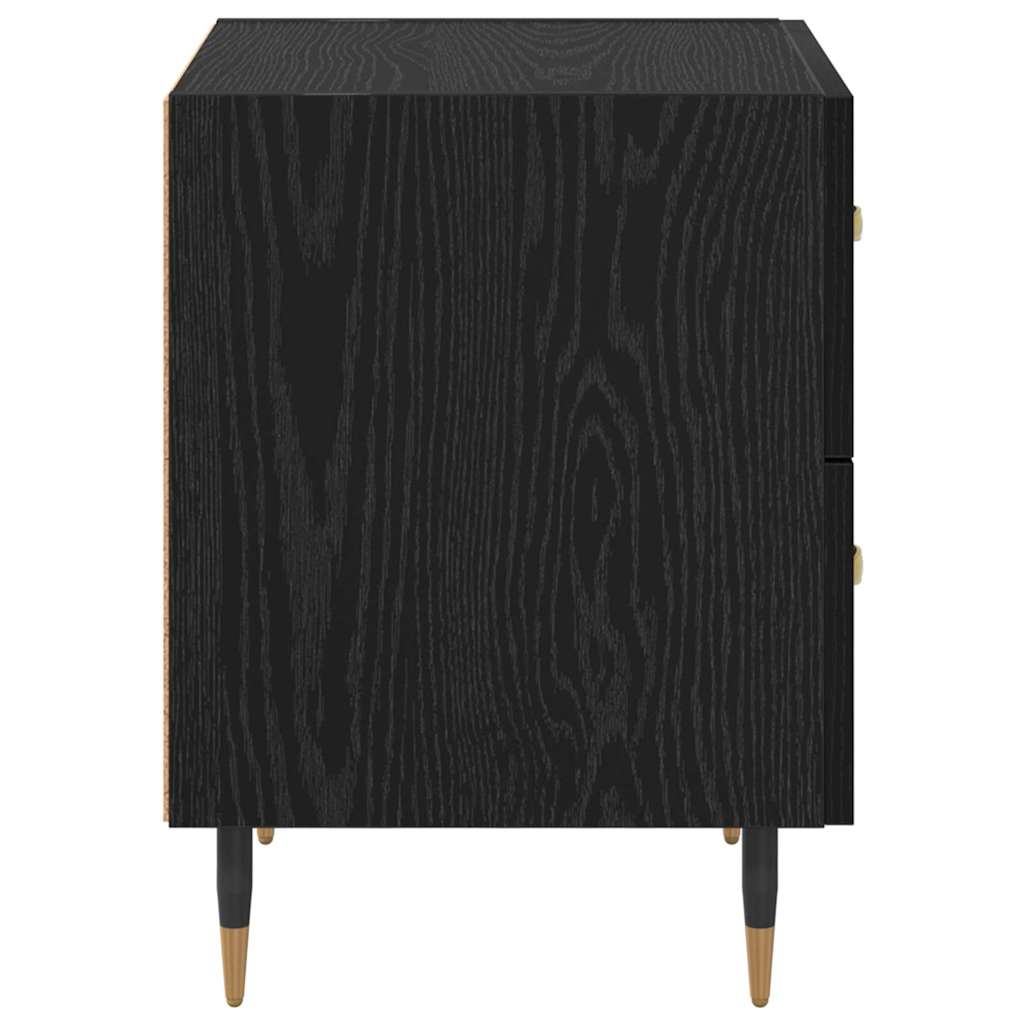 vidaXL Κομοδίνο 2 pcs Μαύρη Οξυά 40 x 35 x 47,5 εκ Επεξεργασμένο ξύλο
