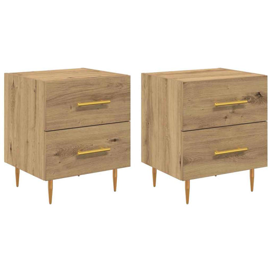 vidaXL Κομοδίνο 2 pcs Artisan Oak 40 x 35 x 47,5 εκ Επεξεργασμένο ξύλο