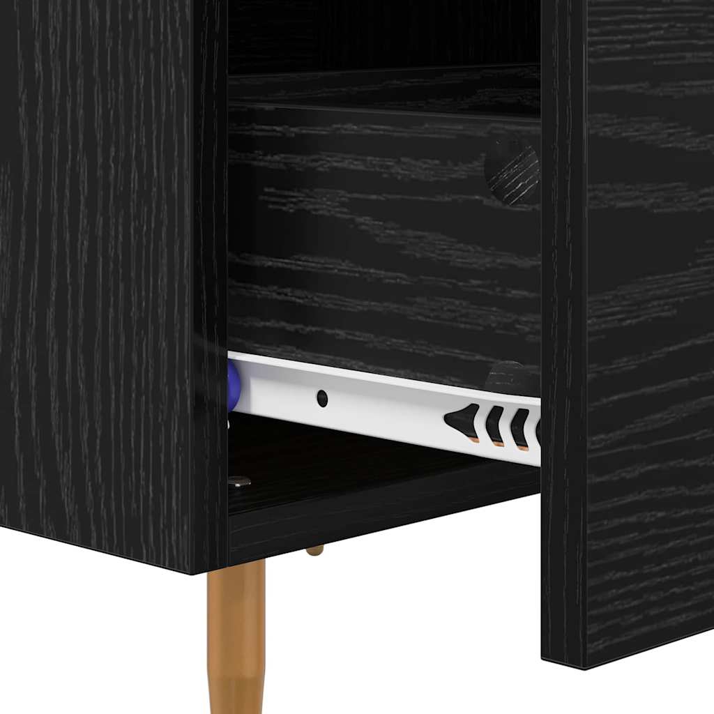 vidaXL Κομοδίνο 2 pcs Μαύρη Οξυά 40 x 35 x 47,5 εκ Επεξεργασμένο ξύλο