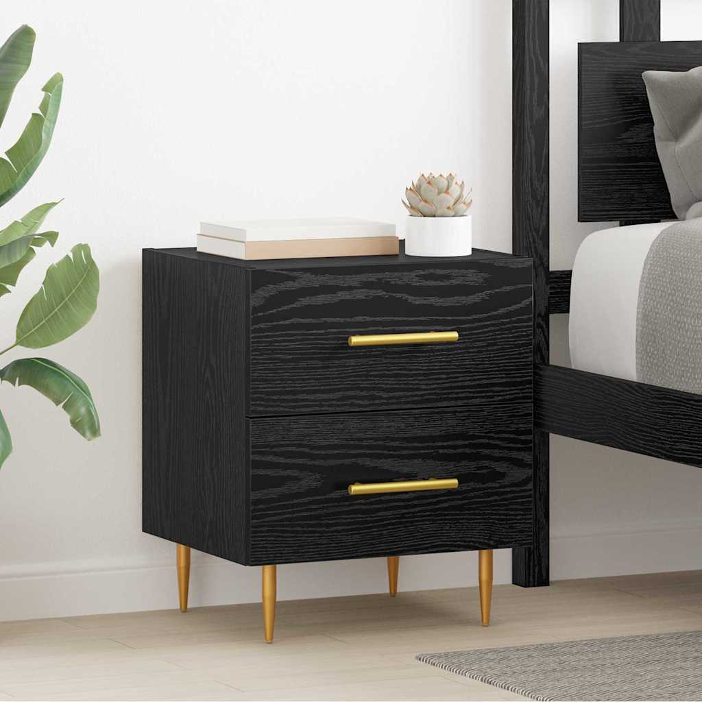 vidaXL Κομοδίνο 2 pcs Μαύρη Οξυά 40 x 35 x 47,5 εκ Επεξεργασμένο ξύλο