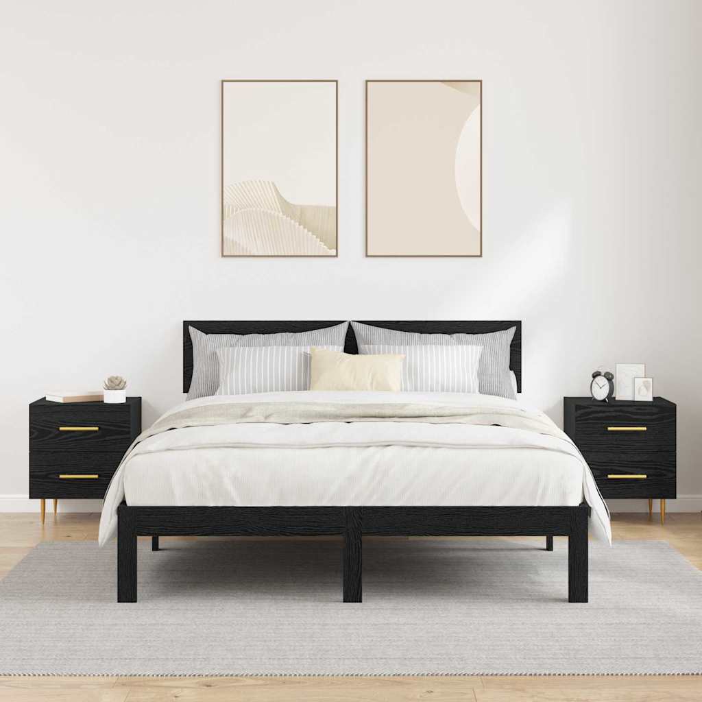 vidaXL Κομοδίνο 2 pcs Μαύρη Οξυά 40 x 35 x 47,5 εκ Επεξεργασμένο ξύλο