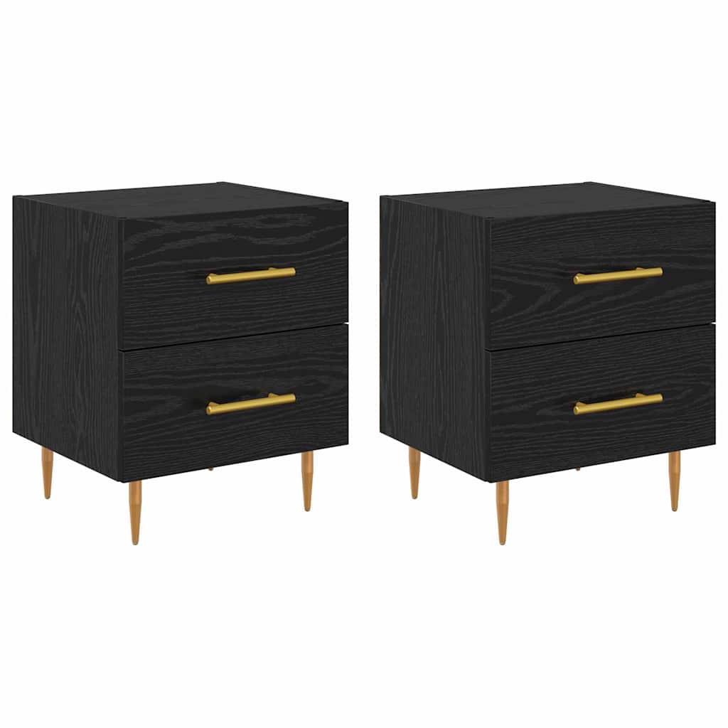 vidaXL Κομοδίνο 2 pcs Μαύρη Οξυά 40 x 35 x 47,5 εκ Επεξεργασμένο ξύλο