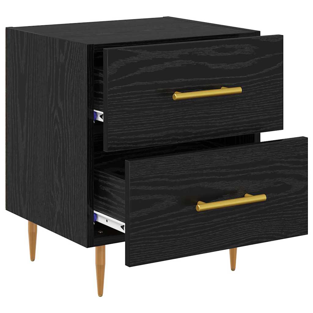vidaXL Κομοδίνο 2 pcs Μαύρη Οξυά 40 x 35 x 47,5 εκ Επεξεργασμένο ξύλο