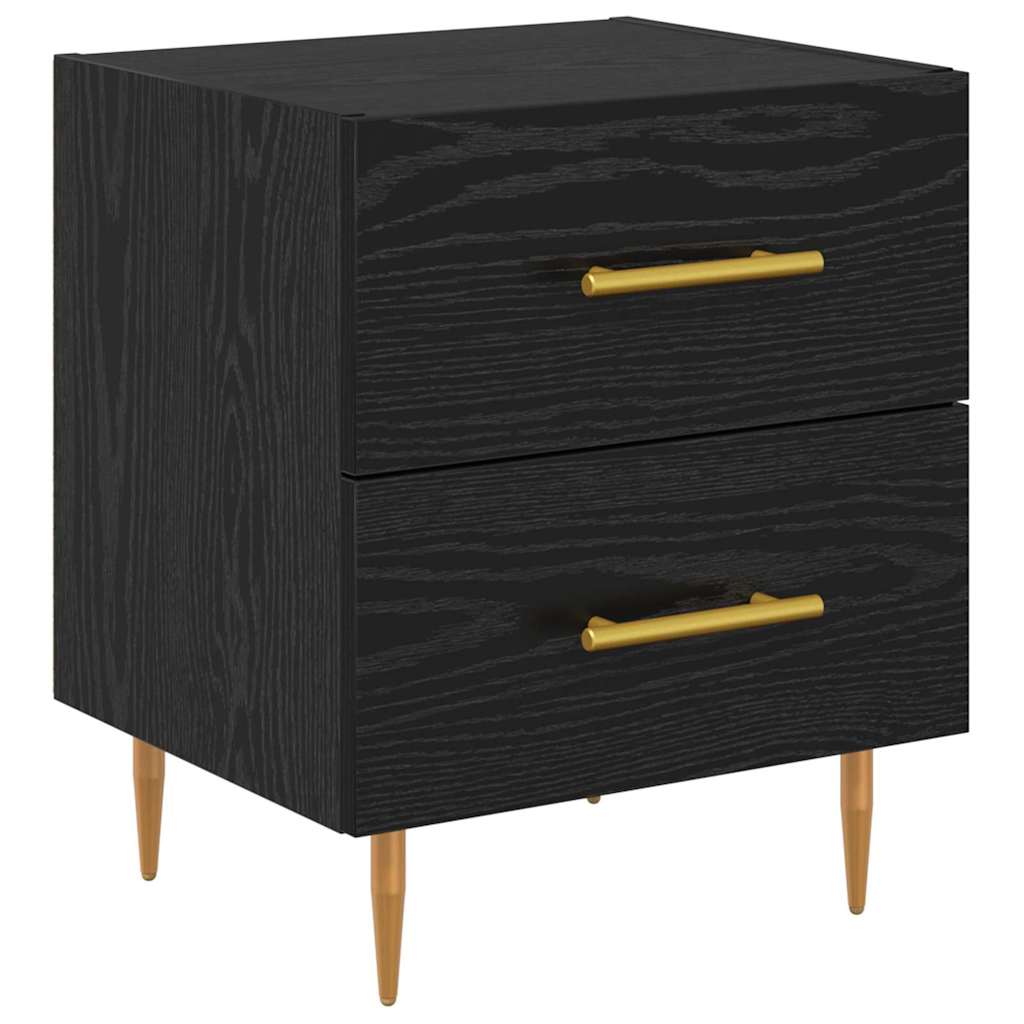 vidaXL Κομοδίνο 2 pcs Μαύρη Οξυά 40 x 35 x 47,5 εκ Επεξεργασμένο ξύλο