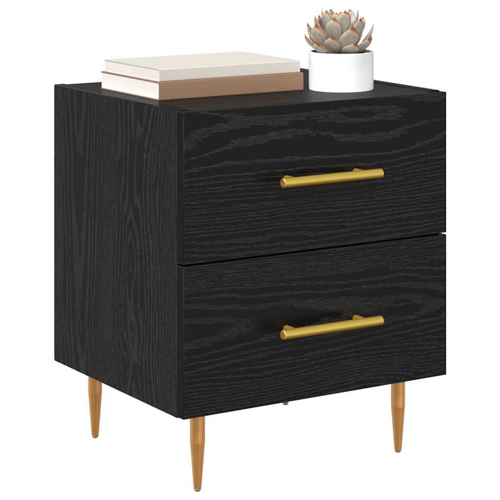 vidaXL Κομοδίνο 2 pcs Μαύρη Οξυά 40 x 35 x 47,5 εκ Επεξεργασμένο ξύλο