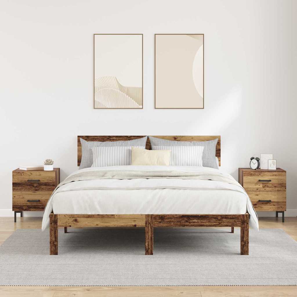 vidaXL Κομοδίνο 2 pcs Παλιό ξύλο 40 x 35 x 47,5 εκ Επεξεργασμένο ξύλο