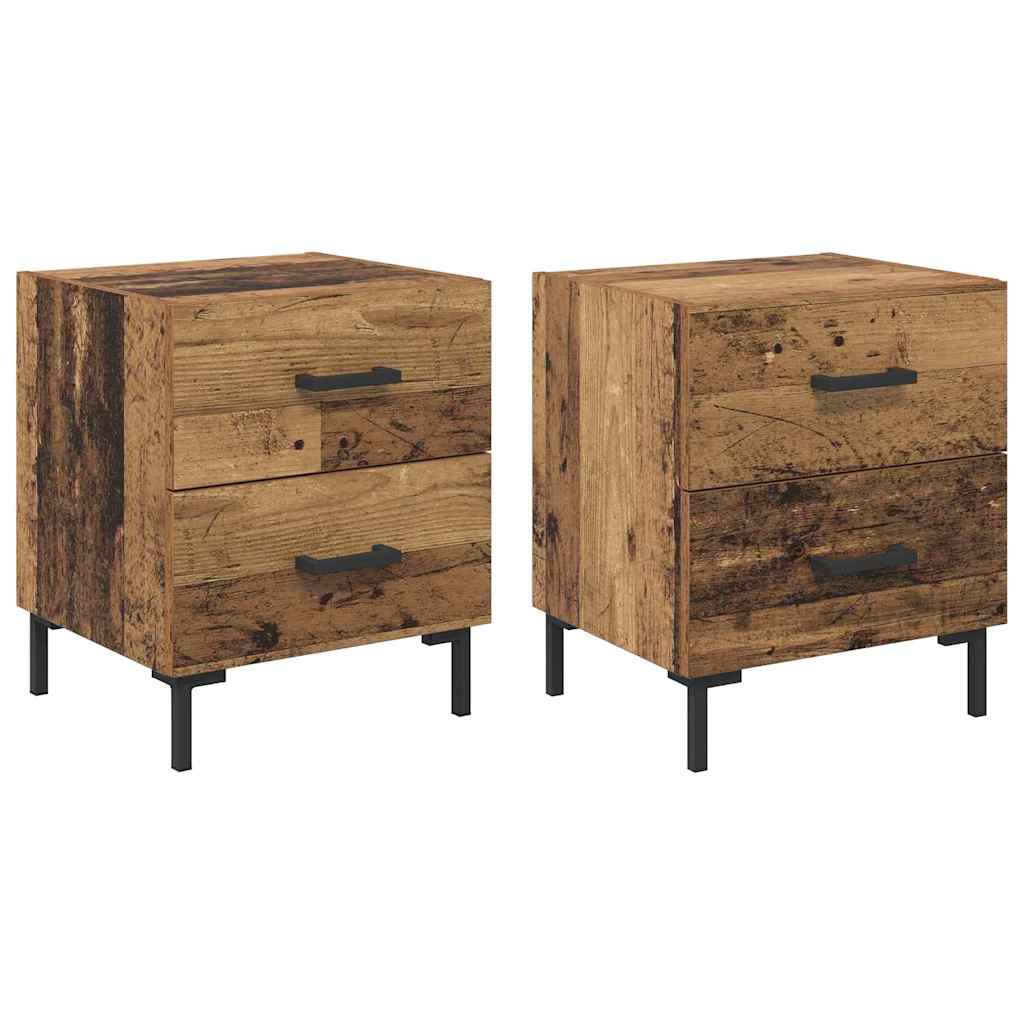 vidaXL Κομοδίνο 2 pcs Παλιό ξύλο 40 x 35 x 47,5 εκ Επεξεργασμένο ξύλο