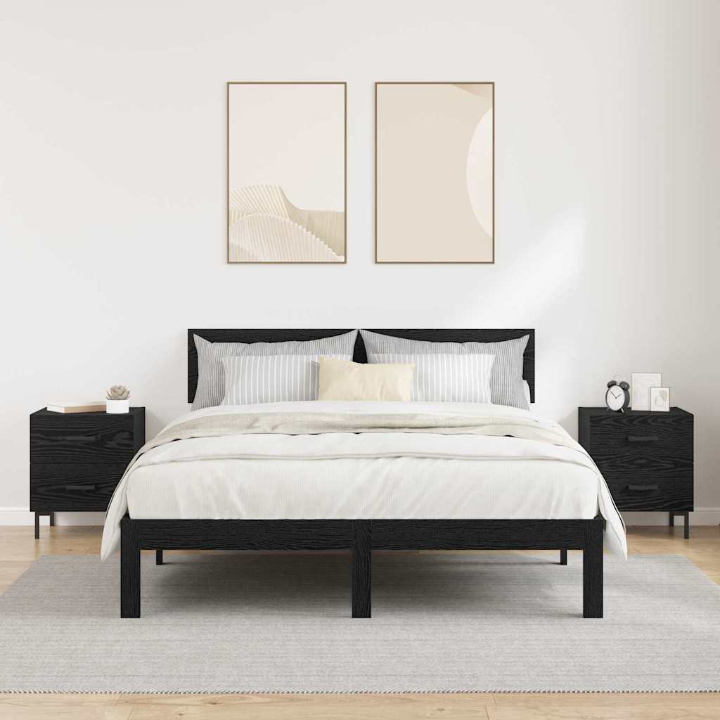 vidaXL Κομοδίνο 2 pcs Μαύρη Οξυά 40 x 35 x 47,5 εκ Επεξεργασμένο ξύλο