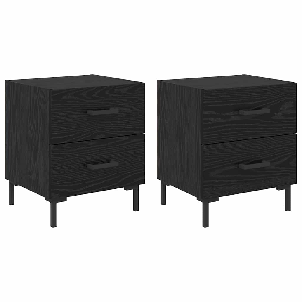 vidaXL Κομοδίνο 2 pcs Μαύρη Οξυά 40 x 35 x 47,5 εκ Επεξεργασμένο ξύλο