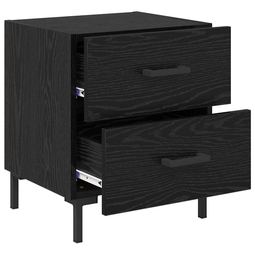 vidaXL Κομοδίνο 2 pcs Μαύρη Οξυά 40 x 35 x 47,5 εκ Επεξεργασμένο ξύλο